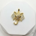 Gold plated elephant head necklace pendant with sparkling cubic zirconia crystals - Micro-inlaid Elephant Head Style