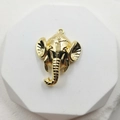 Polished gold elephant head pendant necklace with zircon and high metallic luster finish - Polished Elephant Head Style