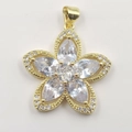 Elegant 18K gold plated five-petal flower pendant with sparkling cubic zirconia stones - Large Golden Five-Petal Flower Pendant Only (Without Chain)
