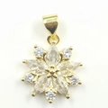 Golden sunflower pendant with marquise and round cut zircons on minimalist gold chain - Small Golden Five-Petal Flower Pendant Only (Without Chain)