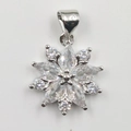 Silver snowflake flower pendant with marquise-cut stones and large melon seed clasp - Small Silver Five-Petal Flower Pendant Only (Without Chain)