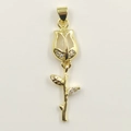 Rose flower pendant in golden finish with white cat-eye stone and sparkling zircons - White Tulip Pendant Only (Without Chain)