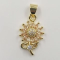 Elegant gold sunflower pendant with champagne petal stones and crystal bow accent - Small Golden Sunflower Pendant Only (Without Chain)