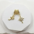Detailed macro view of gold-plated letter A and star pendants with pavé-set zircons - Script Letter A (Style 2)