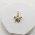 Elegant gold starfish pendant featuring shimmering zircon stones on a white stand - Pendant Only / Small Starfish Pendant