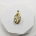 Exquisite gold sea shell pendant with white zircons on minimalist pedestal - Pendant Only / Conch Pendant