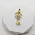 Elegant gold seahorse pendant necklace inlaid with white cubic zirconia gemstones - Pendant Only / Seahorse Pendant