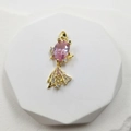 Gold-plated goldfish pendant with a pink pear-cut gemstone and colorful zircon accents - Pink Goldfish Pendant Only (Without Chain)
