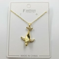 Golden whale pendant necklace with shimmering zircon accents on whale fins and tail - Whale Pendant With Chain And Packaging