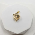 Golden dolphin pendant with brown gemstone and pavé rhinestones on a white stand - Dolphin Holding Round Stone Pendant Only (Without Chain)
