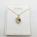 Golden dolphin pendant necklace with zircon embellishment and projection stone inlay - Dolphin With Bead Pendant With Chain And Packaging
