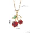 Collana con ciondolo a ciliegia dorata con zirconi rossi e verdi e catena sottile 40+5cm - Stile Ciliegia A / Oro