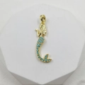 18k gold-plated mermaid pendant with tiny blue zircon stones for DIY jewelry - Blue Mermaid Pendant