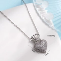 Silver crown heart necklace with clear zircon stones weight 4.8g pendant size 24x16mm - Heart Crown Style (Silver)