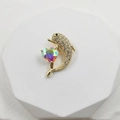18k gold plated dolphin pendant with zircon stones and a rainbow heart crystal - Colorful Zircon Dolphin Pendant