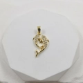 18k gold-plated double dolphin heart pendant with sparkling cubic zirconia inlay - Twin Fish Pendant