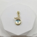 18k gold plated fishtail pendant with zircon stones and aurora gemstone for DIY jewelry - Fish Tail Bead Pendant