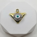 Gold triangle evil eye pendant with blue enamel and sparkling cubic zirconia stones - Inverted Triangle Style B / Pendant Only (Without Chain)