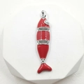 Movable joint fish pendant with vibrant red enamel finish and silver bail detail - Red with Silver Bail (Pendant Only Without Chain)
