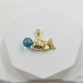 18k gold-plated goldfish pendant with pearl eye and blue crystal ball for DIY jewelry - Blue Bulb Fish Pendant