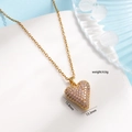 Chic heart pendant necklace in gold finish with micro-set pink crystals, 15.8mm size - Pink Diamond Heart Style (Gold)