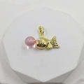 18k gold plated goldfish pendant with pearl eye and pink bubble bead for DIY jewelry - Pink Bulb Fish Pendant