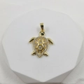 18k gold plated sea turtle pendant with sparkling zircon micro-pave for DIY jewelry - Turtle Pendant