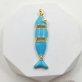 Ciondolo a forma di pesce articolato in smalto blu con finitura dorata per collane - Blu Chiaro con Gancio Dorato (Solo Ciondolo)