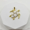 18k gold plated sea turtle pendant with white enamel and sparkling zircon stones - White Enamel Turtle Pendant