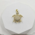 Exquisite 18k gold-plated sea turtle pendant with micro-set white and black zircons - Round Turtle Pendant