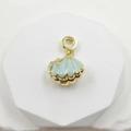 Light blue shell charm with golden starfish in 18k gold-plated finish for DIY jewelry - Enamel Shell Pendant