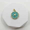 Star pattern sky blue enamel pendant with gold plating and white zircon inlay - Blue Enamel Star Pendant Only (Without Chain)