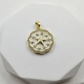 Gold starburst pendant with white enamel and sparkling zircon stones for necklace - White Enamel Star Pendant Only (Without Chain)
