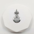 Silberner Anhänger mit Hand der Fatima und bösem Auge, verziert mit glänzenden Zirkonia - Silberne runde Hand der Fatima (Auge-Stil C Silber)