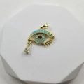 Evil eye pendant in gold finish with blue beads and teardrop zircon crystal charm - Waterdrop Pendant Style I / Pendant Only (Without Chain)