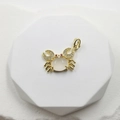 Golden crab pendant featuring a translucent white moonstone and sparkling zircons - Transparent Small Crab Pendant