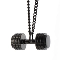 Polished black stainless steel dumbbell pendant necklace for men fitness jewelry - Black Pendant Only (Without Chain)