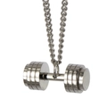 Polished stainless steel dumbbell pendant necklace with curb chain for fitness enthusiasts - Steel Color Pendant Only (Without Chain)