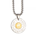 Stainless steel Aries zodiac coin pendant necklace with silver box chain and gold inlay - Aries (Pendant Only (Without Chain))
