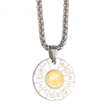 Polished stainless steel Taurus zodiac necklace with gold center and astrological symbols - Taurus (Pendant Only (Without Chain))