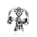Detail van de punk schedel ring met gotische patronen en antieke zilveren finish - US 7 / Stalen Vintage Stijl (HT-2162) / Staalkleur