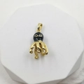 Kreativer 18k vergoldeter Oktopus Anhänger mit schwarzem Emaille und Zirkonia - Schwarze Emaille Oktopus Goldener Anhänger