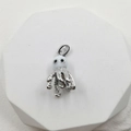 Silberner Oktopus-Anhänger mit weißem Perlenkopf und dunklen Augen für DIY-Schmuck - Weiße Emaille Oktopus Silberner Anhänger