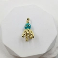 Blauer Emaille Oktopus Anhänger mit 18k Vergoldung und Mikro Zirkonia Akzenten - Blaue Emaille Oktopus Goldener Anhänger