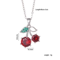 Collana con ciondolo a ciliegia in argento con zirconi rossi e verdi e catena sottile - Stile Ciliegia A / Argento