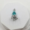 Blue octopus pendant with 18k gold plating and silver base for DIY jewelry making - Blue Enamel Octopus Silver Pendant