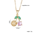 Collana con ciondolo a ciliegia in zircone rosa e bianco con finitura dorata - Stile Ciliegia B / Oro