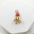 Charming 18k gold plated octopus pendant with red enamel and zircon eyes for jewelry - Red Enamel Octopus Gold Pendant