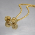 Polished gold dumbbell pendant necklace in stainless steel for fitness enthusiasts - Gold Color Necklace with Pendant