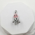 18k gold-plated octopus pendant with pink enamel and sparkling zircon accents - Pink Enamel Octopus Silver Pendant